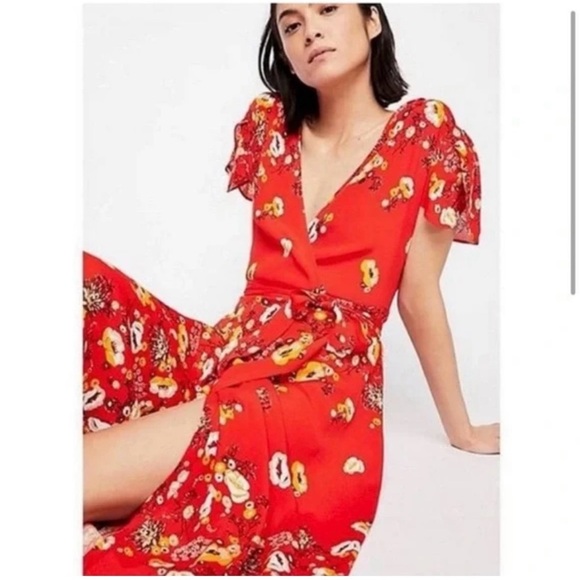 Free People Jess Floral Wrap Maxi Dress Flower - Picture 3 of 15